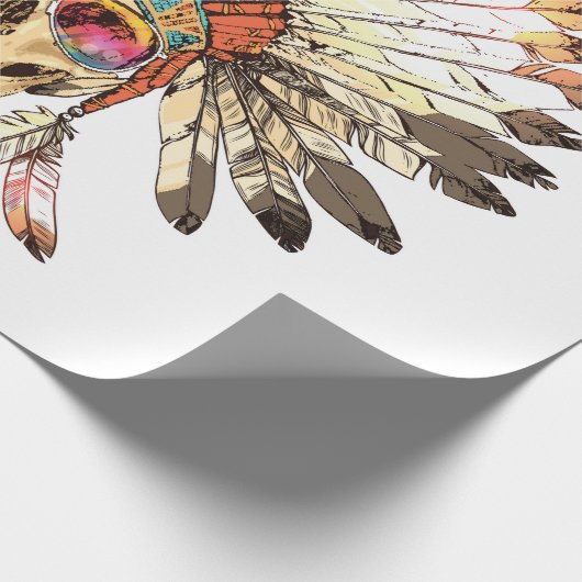 Farbnativer Amerikanische Ureinwohner mit Handzeic Geschenkpapier (Ecke)