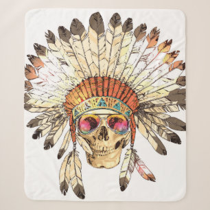 Farbnativer Amerikanische Ureinwohner mit Handzeic Sherpadecke