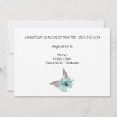 Farbnebel Blau Grau Aquamariner Blumengoldrahmen Einladung (Rückseite)