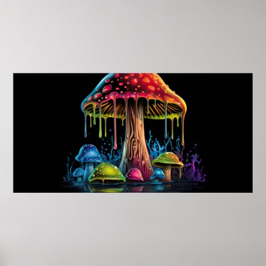 Farbneonpilz Poster (Vorne)