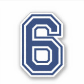 Farbnummer 6 6 Schriftart für sportliche Uni Aufkleber (Vorderseite)