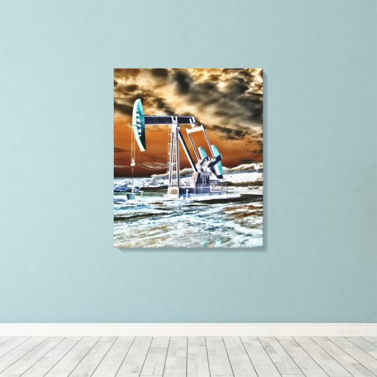 Farbölpumpenanlage (Pumpen-Jack) Leinwanddruck (Insitu (Holzboden))