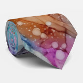 Farborange, lila, rosa, blaue abstrakte Kunst Krawatte (Gerollt)