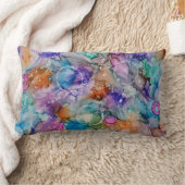 Farborange, lila, rosa, blaue abstrakte Kunst Lendenkissen (Decke)