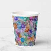 Farborange, lila, rosa, blaue abstrakte Kunst Pappbecher (Vorderseite)