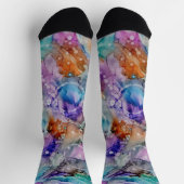Farborange, lila, rosa, blaue abstrakte Kunst Socken (Oben)