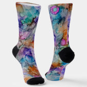 Farborange, lila, rosa, blaue abstrakte Kunst Socken (Gewinkelt)