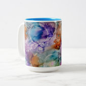 Farborange, lila, rosa, blaue abstrakte Kunst Zweifarbige Tasse (Vorderseite Links)