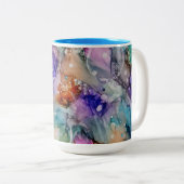 Farborange, lila, rosa, blaue abstrakte Kunst Zweifarbige Tasse (VorderseiteRechts)