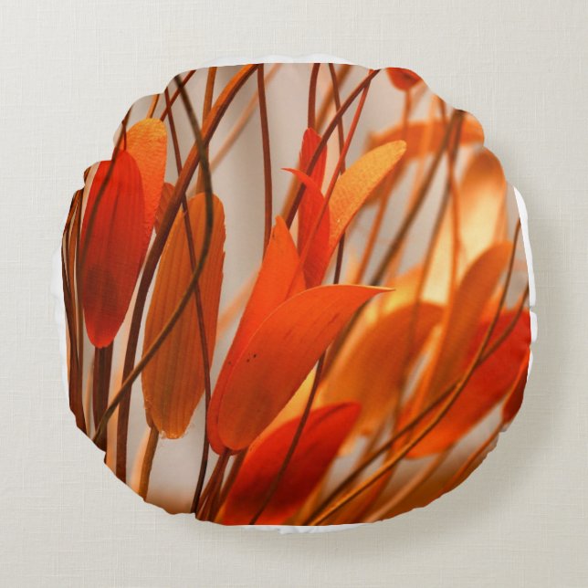 Farborange Rundes Kissen (Vorderseite)