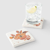 Farborangefarbener Blume Steinuntersetzer (Seitenansicht)