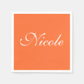 Farborangefarbener und weißer, individueller Name Serviette (Vorderseite)