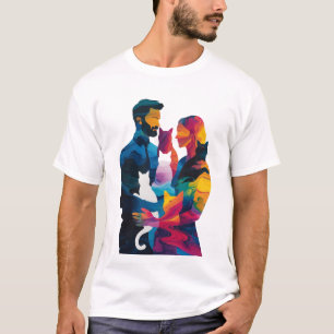 Farbpaar und Katzen-Silhouetten-Kunst T-Shirt