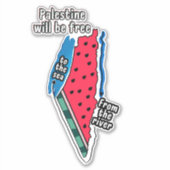 Farbpalestine Wassermelon Karte Grafikdesign Aufkleber (Vorderseite)