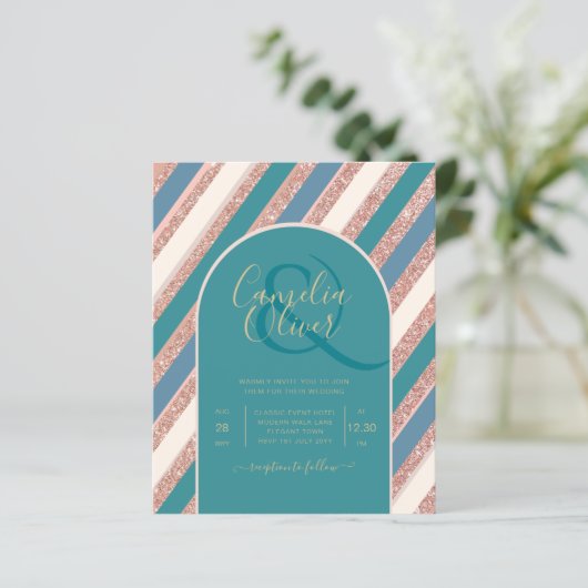 Farbpalette Aquamarin Champagne Rose Gold Weddong (Stehend Vorderseite)