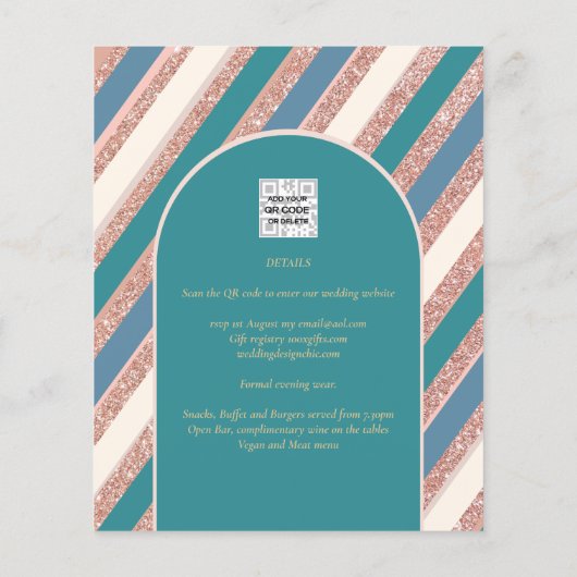 Farbpalette Aquamarin Champagne Rose Gold Weddong (Rückseite)