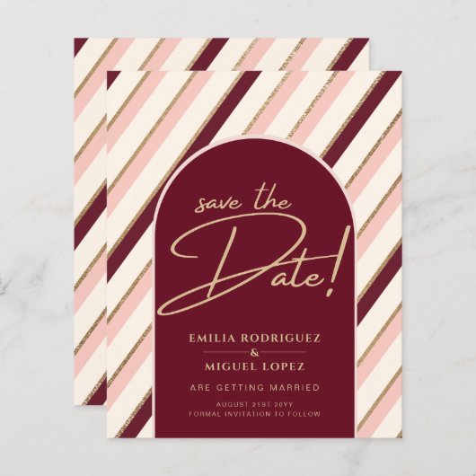 Farbpalette Burgundy Pink Gold Hochzeit (Vorne/Hinten)