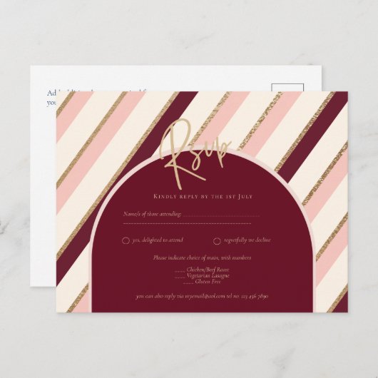 Farbpalette Burgundy Pink Gold Hochzeit Postkarte (Vorne/Hinten)