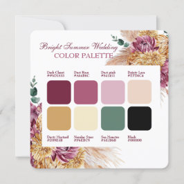 Farbpalette der Bohemischen Herbst-Burgundy-Hochze Einladung