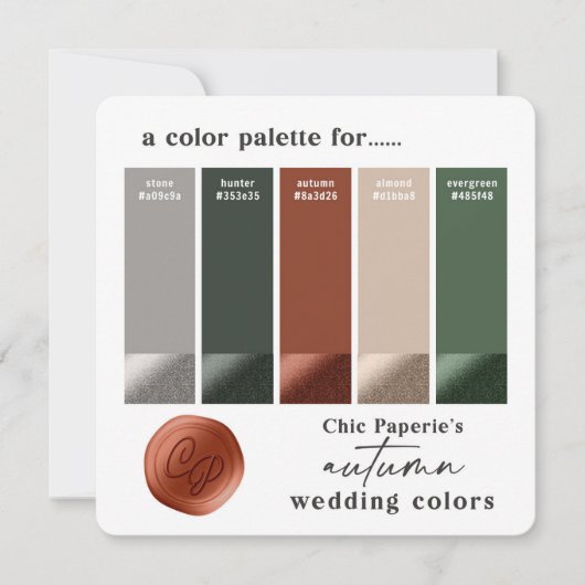 Farbpalette der Farbpalette "Rust Hunter Green Hoc Einladung (Vorderseite)