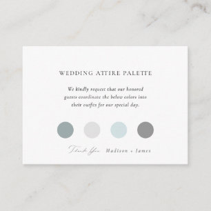 Farbpalette der klassischen Hochzeitskleidung Begleitkarte