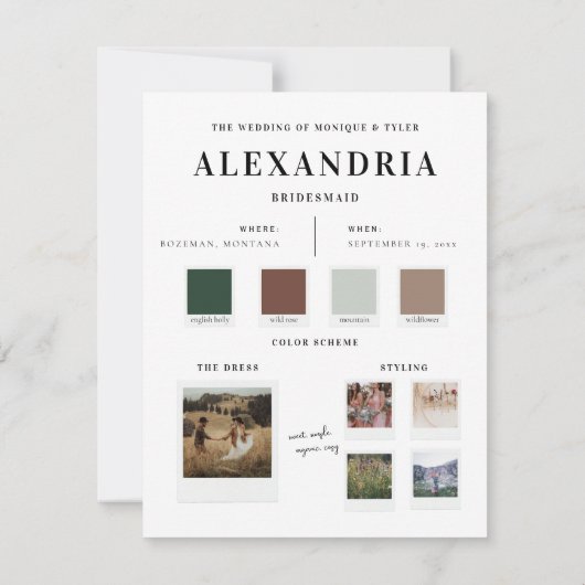 Farbpalette der Wildblume | Meine Bridesmaid Ankündigung (Rückseite)