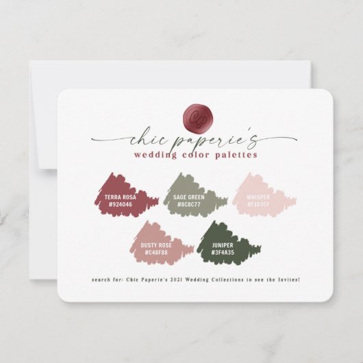 Farbpalette Farbe Chic Blush Pink & Green Wedding (Vorderseite)