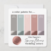 Farbpalette Frühjahrspinett und Mauve-Hochzeitskar Einladung (Vorderseite)