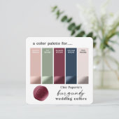 Farbpalette für Burgund und Navy, klassische Hochz Einladung (Stehend Vorderseite)