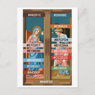 Farbpalette für Die Verkündigung von F. Lippi Postkarte
