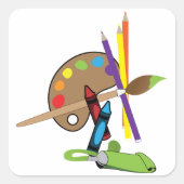 Farbpalette für Künstler Quadratischer Aufkleber (Vorderseite)