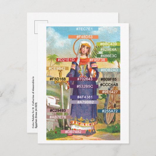 Farbpalette für St. Catherine in ägyptischem Kleid Postkarte (Vorne/Hinten)