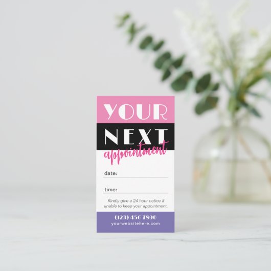 Farbpalette in Pink, Schwarz - Das Logo Terminkarte (Stehend Vorderseite)