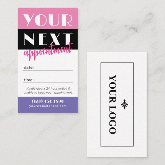 Farbpalette in Pink, Schwarz - Das Logo Terminkarte (Vorne/Hinten)