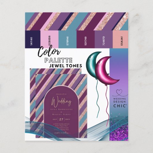 Farbpalette Jewel Tones Magenta Aquamarine Rose Go (Vorderseite)