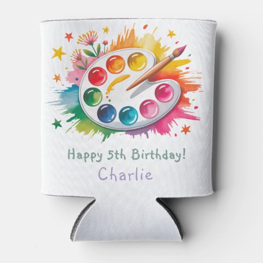 Farbpalette Kunst Geburtstagspartei Dosenkühler (Vorderseite)