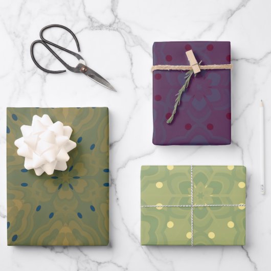 Farbpalette lila und grün geschenkpapier set (Vorderseite)