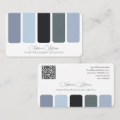 Farbpalette QR-Code-Kalligrafie in Blau-Grautönen Visitenkarte (Vorne/Hinten)