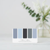 Farbpalette QR-Code-Kalligrafie in Blau-Grautönen Visitenkarte (Stehend Vorderseite)