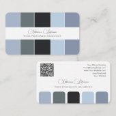Farbpalette QR-Code-Kalligrafie in Blau-Grautönen Visitenkarte (Vorne/Hinten)