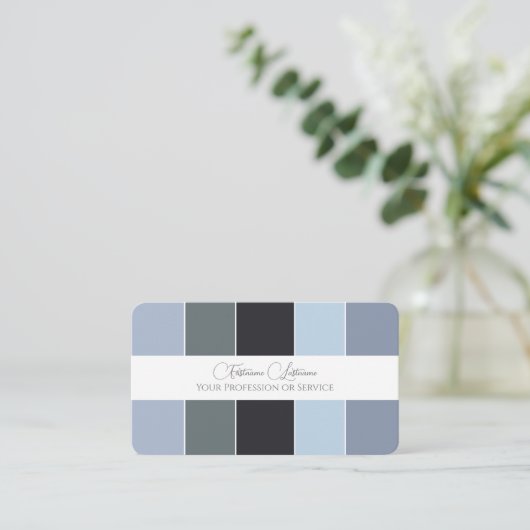 Farbpalette QR-Code-Kalligrafie in Blau-Grautönen Visitenkarte (Stehend Vorderseite)