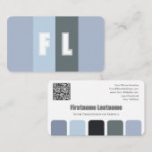 Farbpalette QR-Code-Kalligrafie in Blau-Grautönen Visitenkarte (Vorne/Hinten)