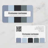 Farbpalette QR-Code-Kalligrafie in Blau-Grautönen Visitenkarte (Vorne/Hinten)