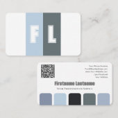 Farbpalette QR-Code-Kalligrafie in Blau-Grautönen Visitenkarte (Vorne/Hinten)