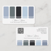 Farbpalette QR-Code-Kalligrafie in Blau-Grautönen Visitenkarte (Vorne/Hinten)