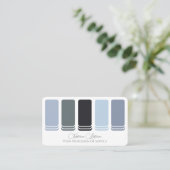 Farbpalette QR-Code-Kalligrafie in Blau-Grautönen Visitenkarte (Stehend Vorderseite)