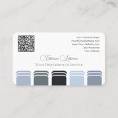 Farbpalette QR-Code-Kalligrafie in Blau-Grautönen Visitenkarte (Rückseite)