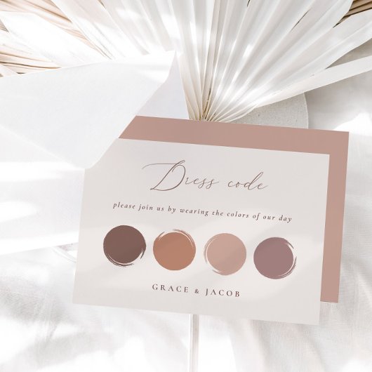Farbpalette Rosa, Mauve und Bronze-Rose RSVP Karte