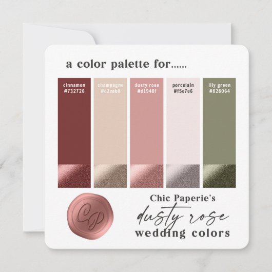 Farbpalette Rose Wine & Blush Wedding Einladung (Vorderseite)