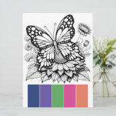 Farbpalette Schmetterlingskarte Erwachsene Farbkar Einladung (Stehend Vorderseite)